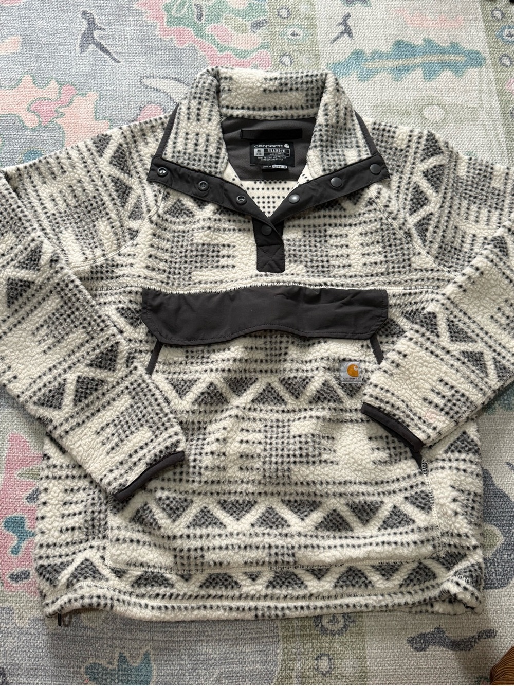 Carhartt Cream & Gray Snap-Front Waffle Fleece Pullover